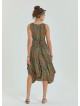 Pera Patterned Sleeveless Paisley Tie Waist Dress